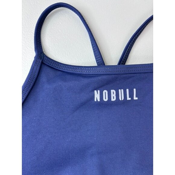 Nobull women's XS blue matte high-neck sports bra low impact athletic gym - Picture 2 of 4